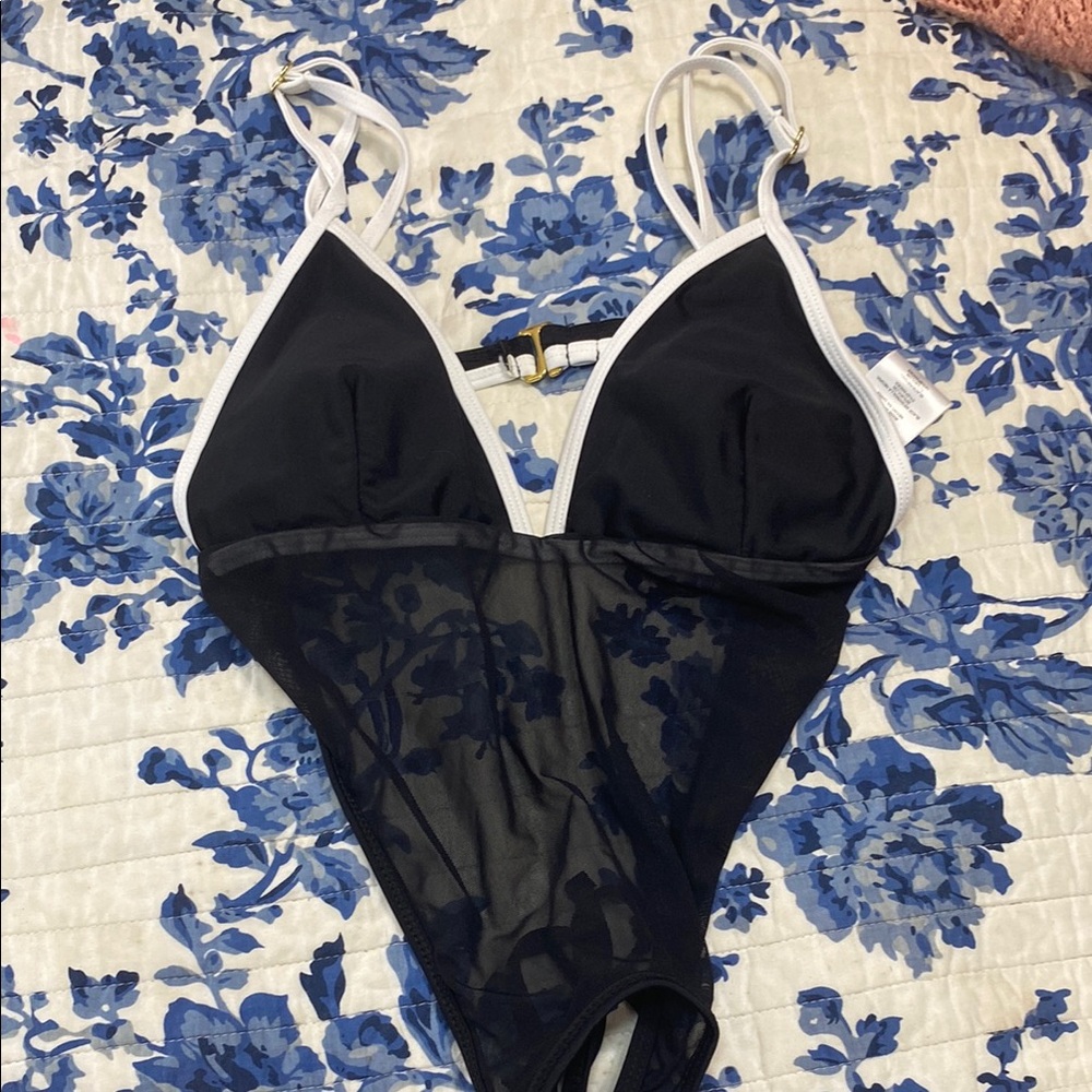 Stylish Black and White Bikini Top